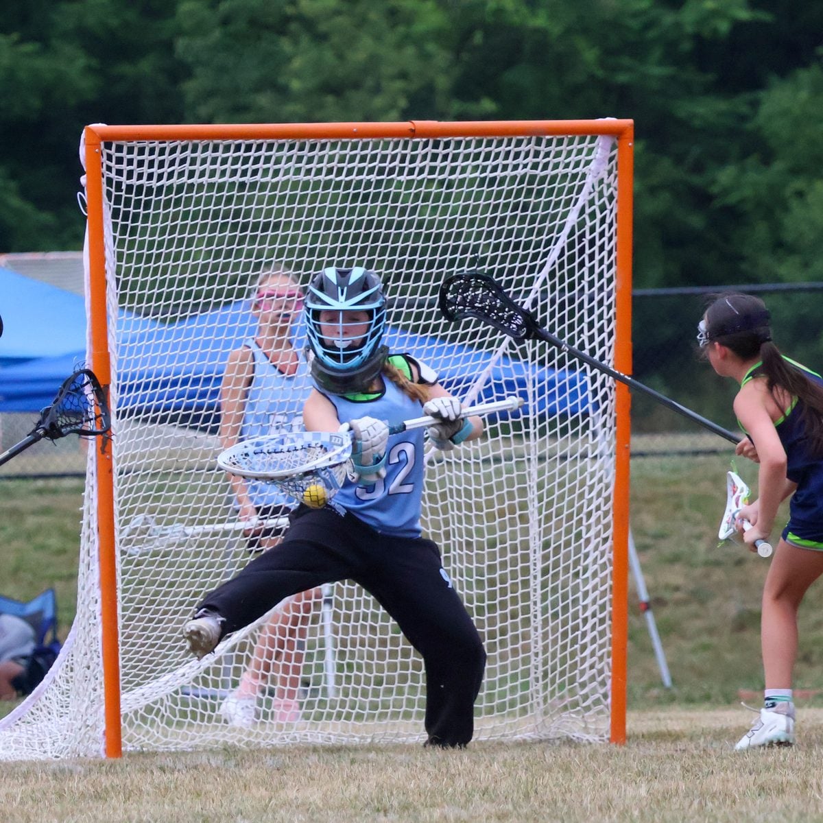 Goalie making a save